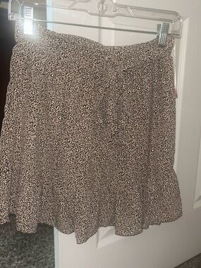Altar'd State Beige and Black Leopard Print Skater Skirt